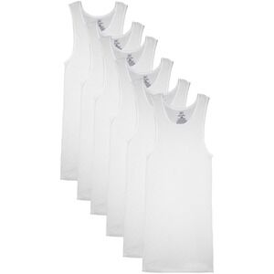 George Mens Ribbed Collar Sleeveless Pullover A-Shirts 6-Pack White Size XL